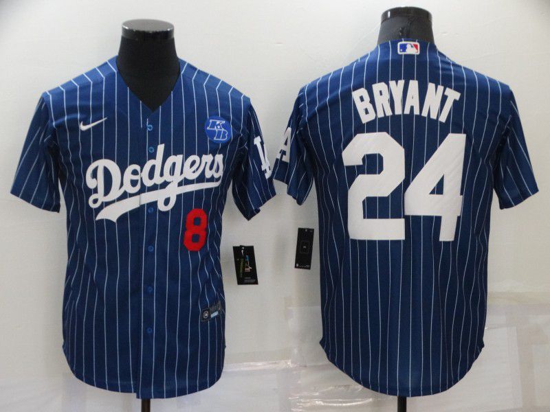 Men Los Angeles Dodgers 24 Bryant Blue stripe Game Nike 2022 MLB Jersey